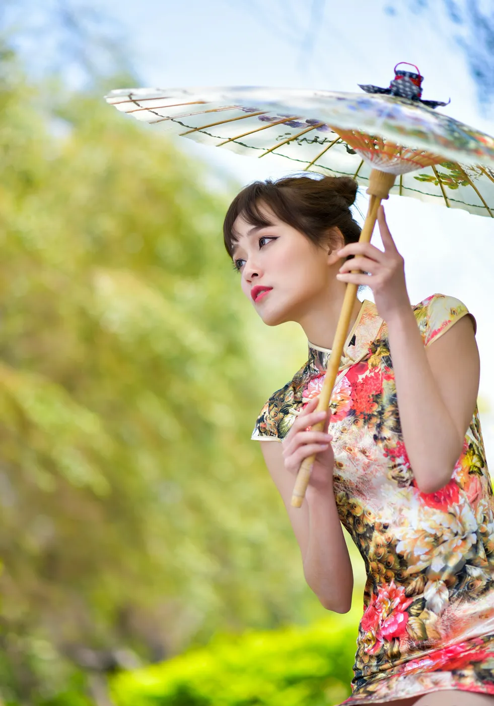 [Mzsock] NO.189 Miao Wanyu floral short cheongsam with high heels and beautiful legs street photography#[68P]-38